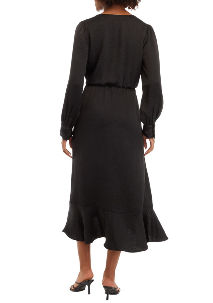 Womens Faux Wrapped Solid Dress