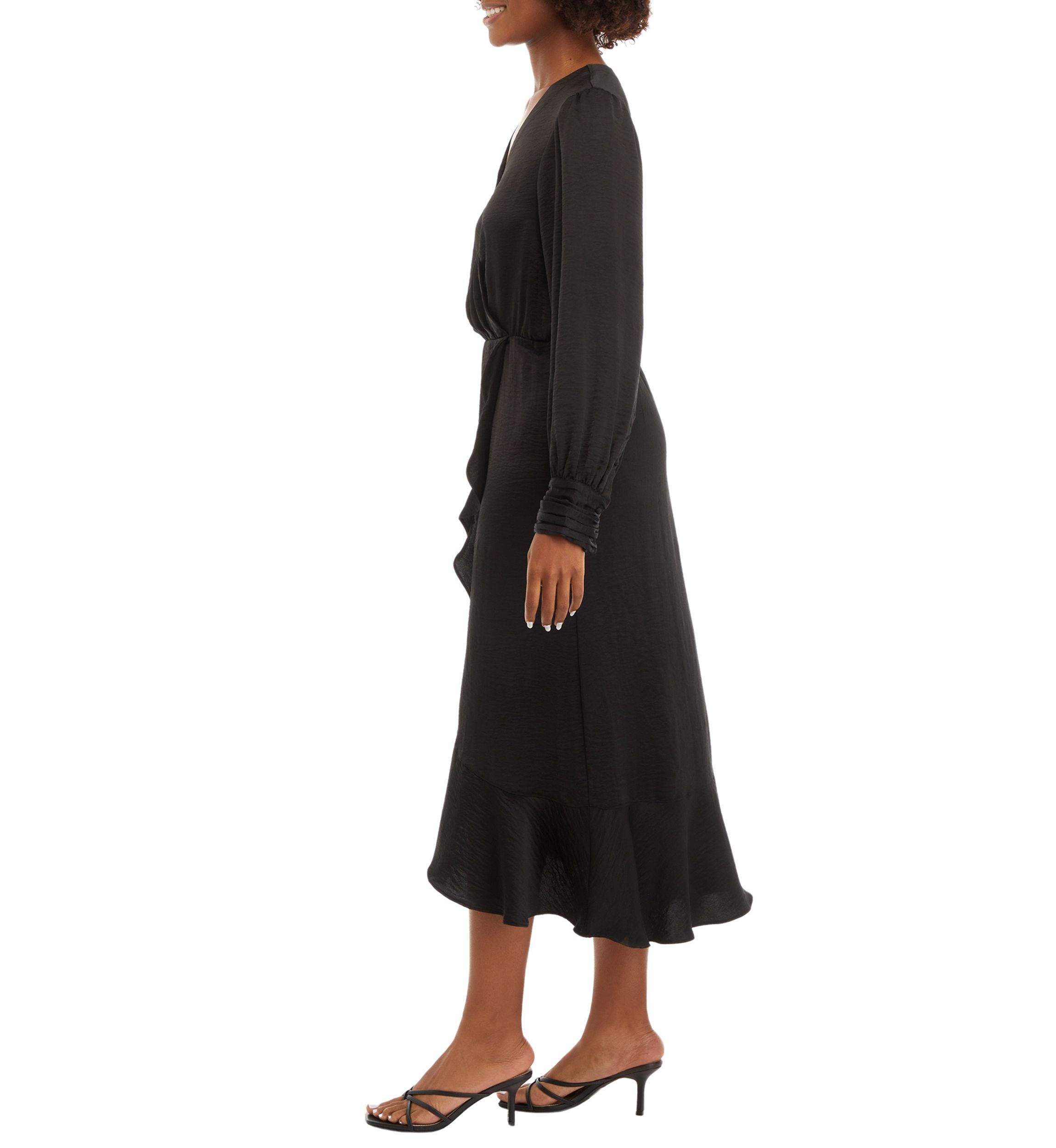 Womens Faux Wrapped Solid Dress