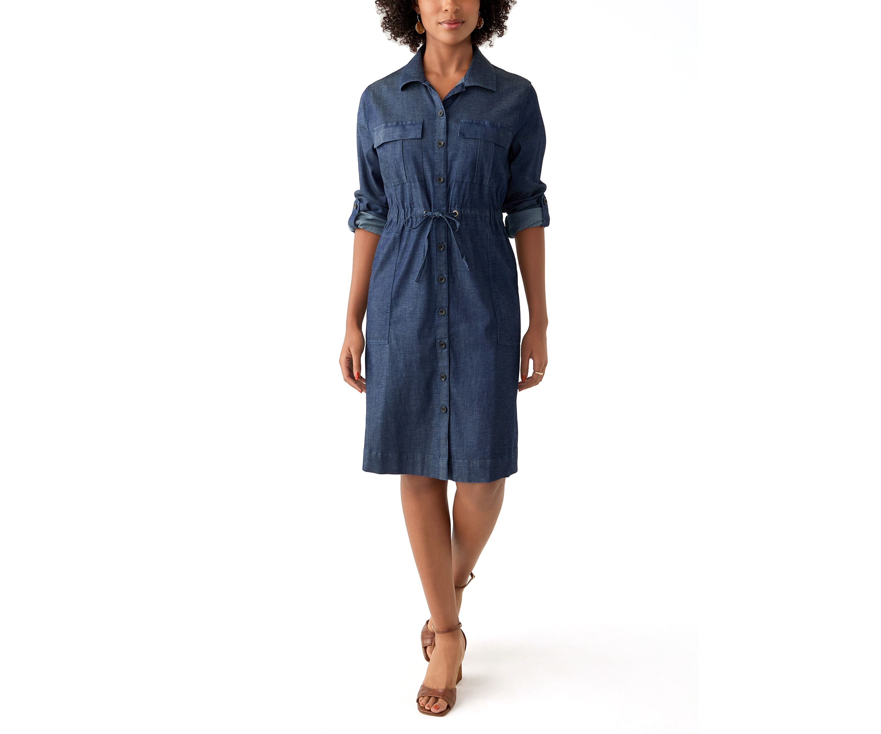 Womens Long Sleeve Utility Shirtdress