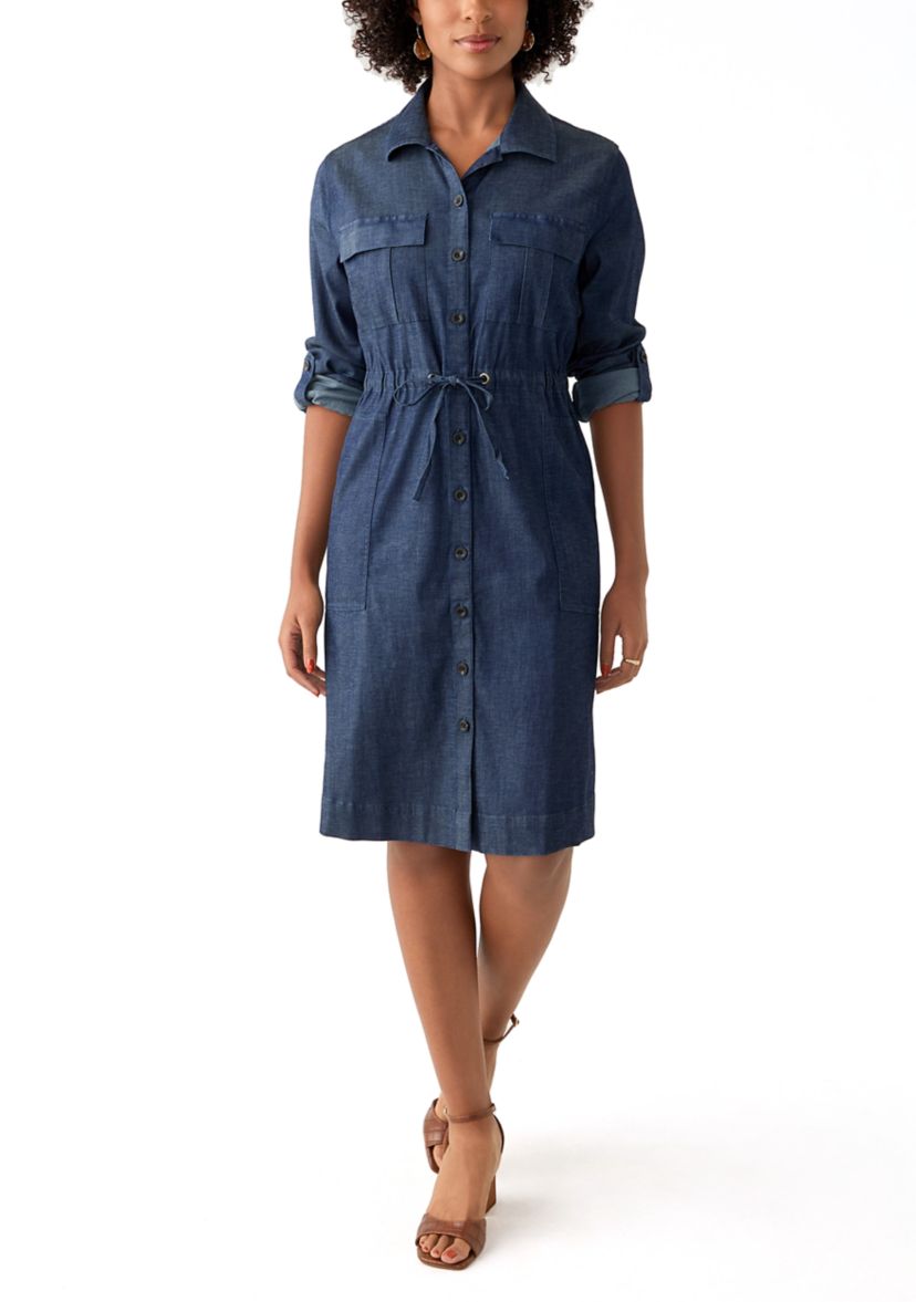 Womens Long Sleeve Utility Shirtdress