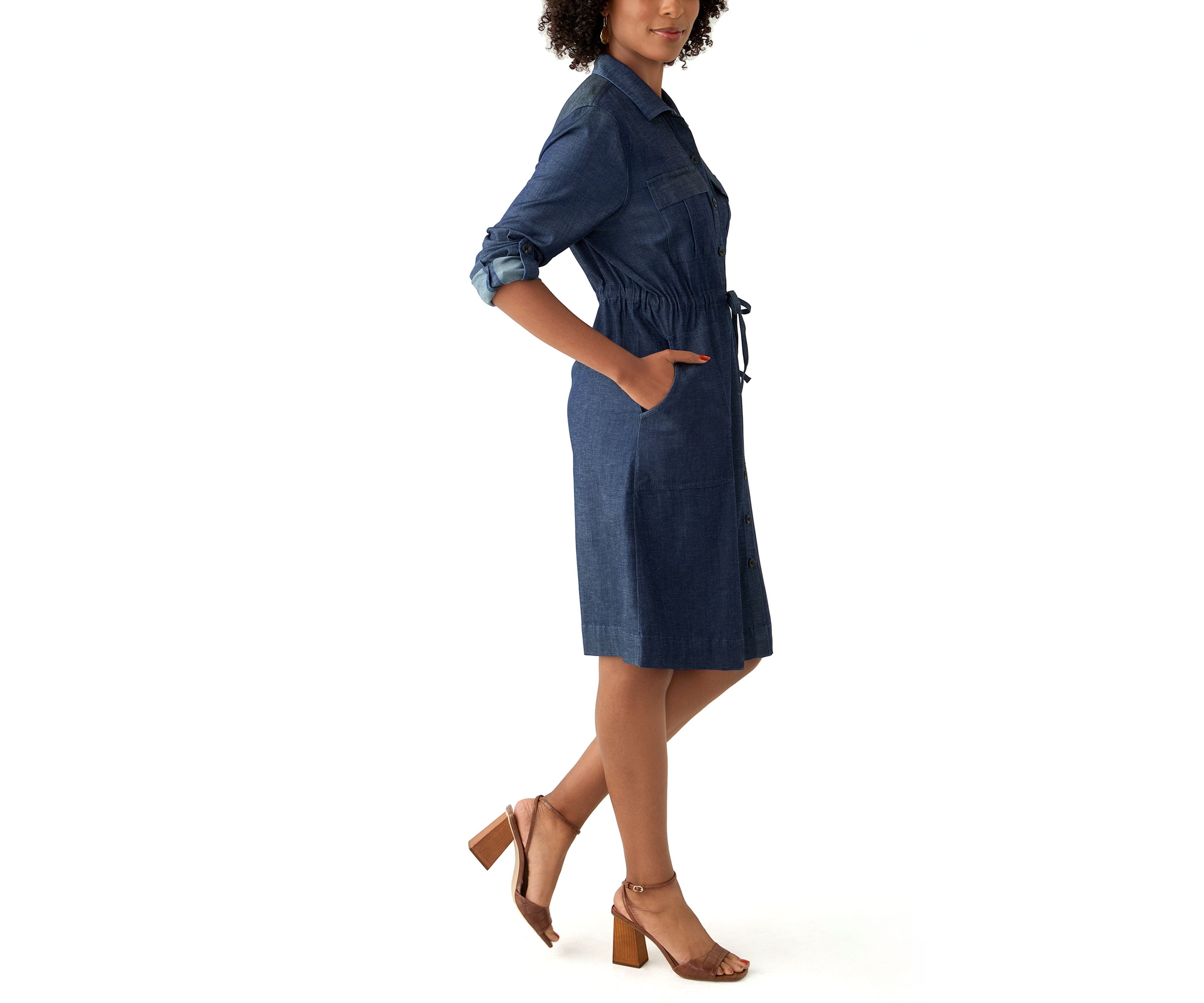 Womens Long Sleeve Utility Shirtdress