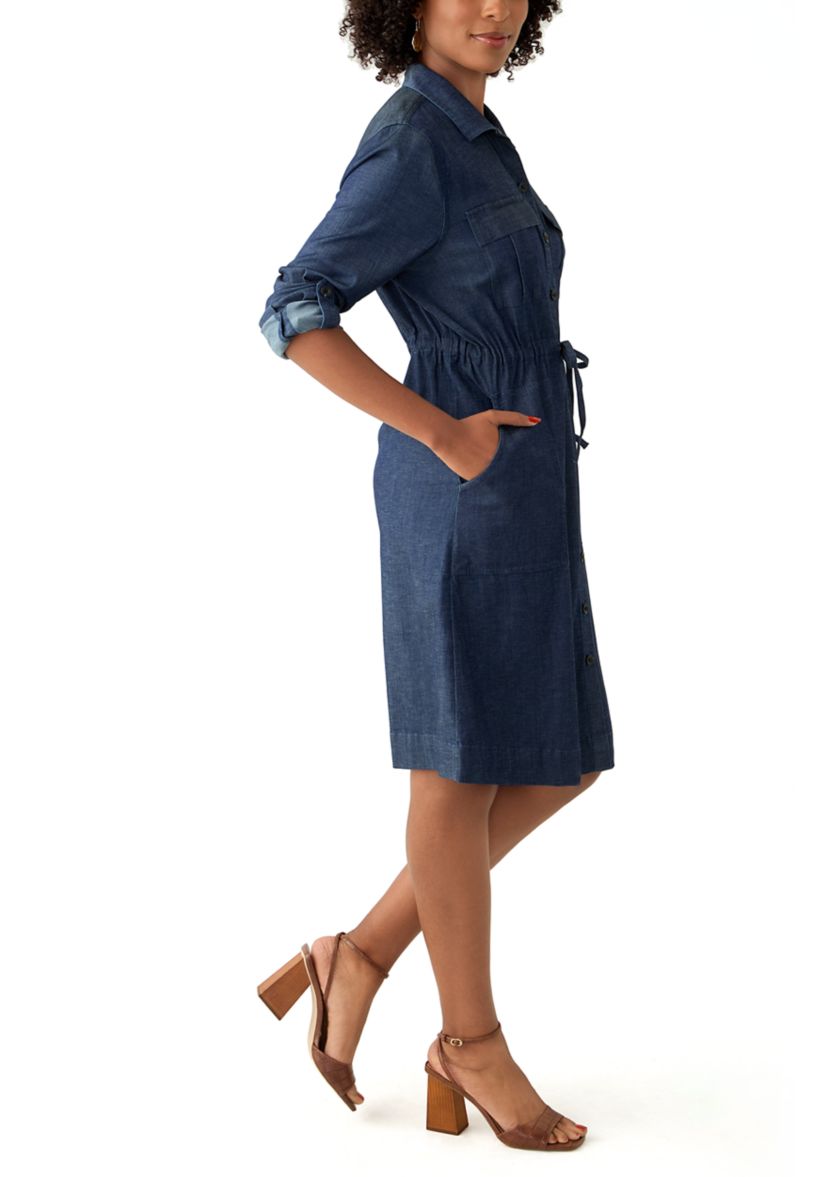 Womens Long Sleeve Utility Shirtdress