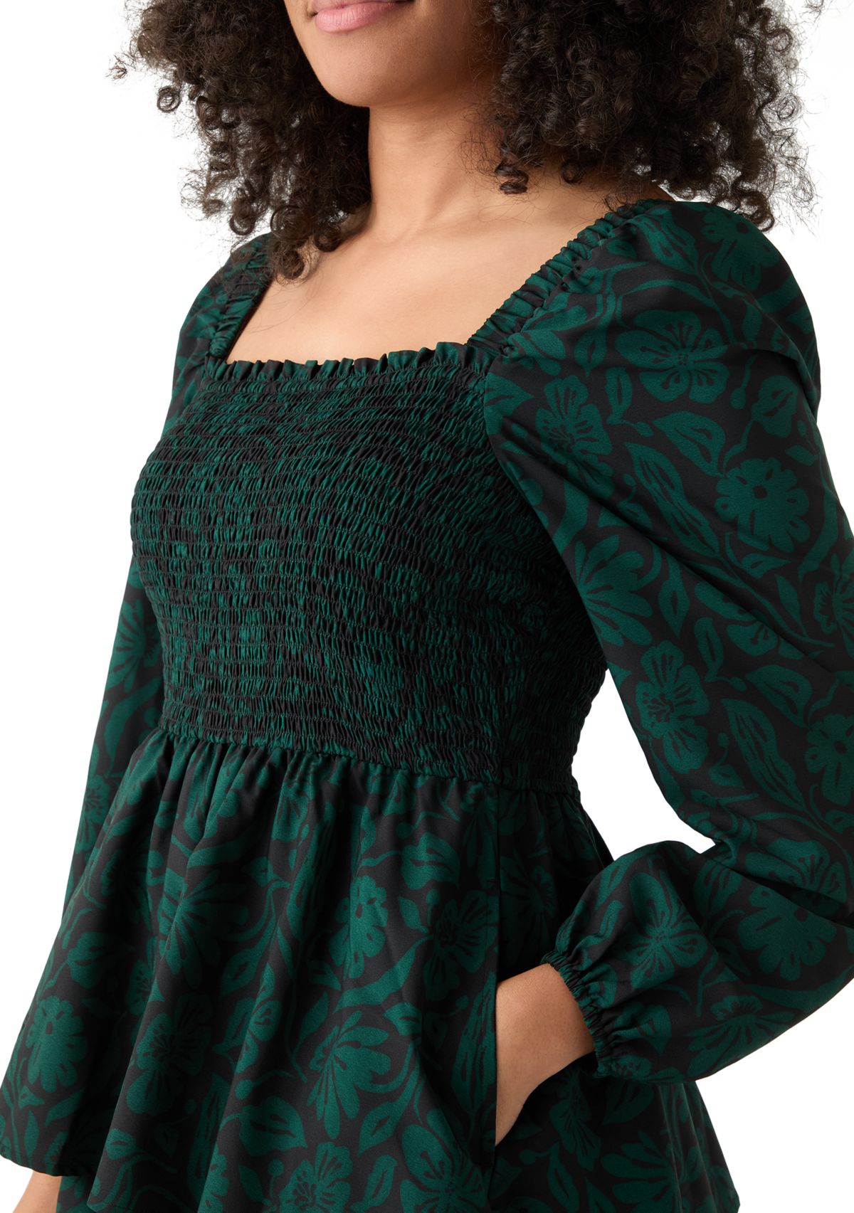 Womens Long Sleeve Tiered Midi Dress