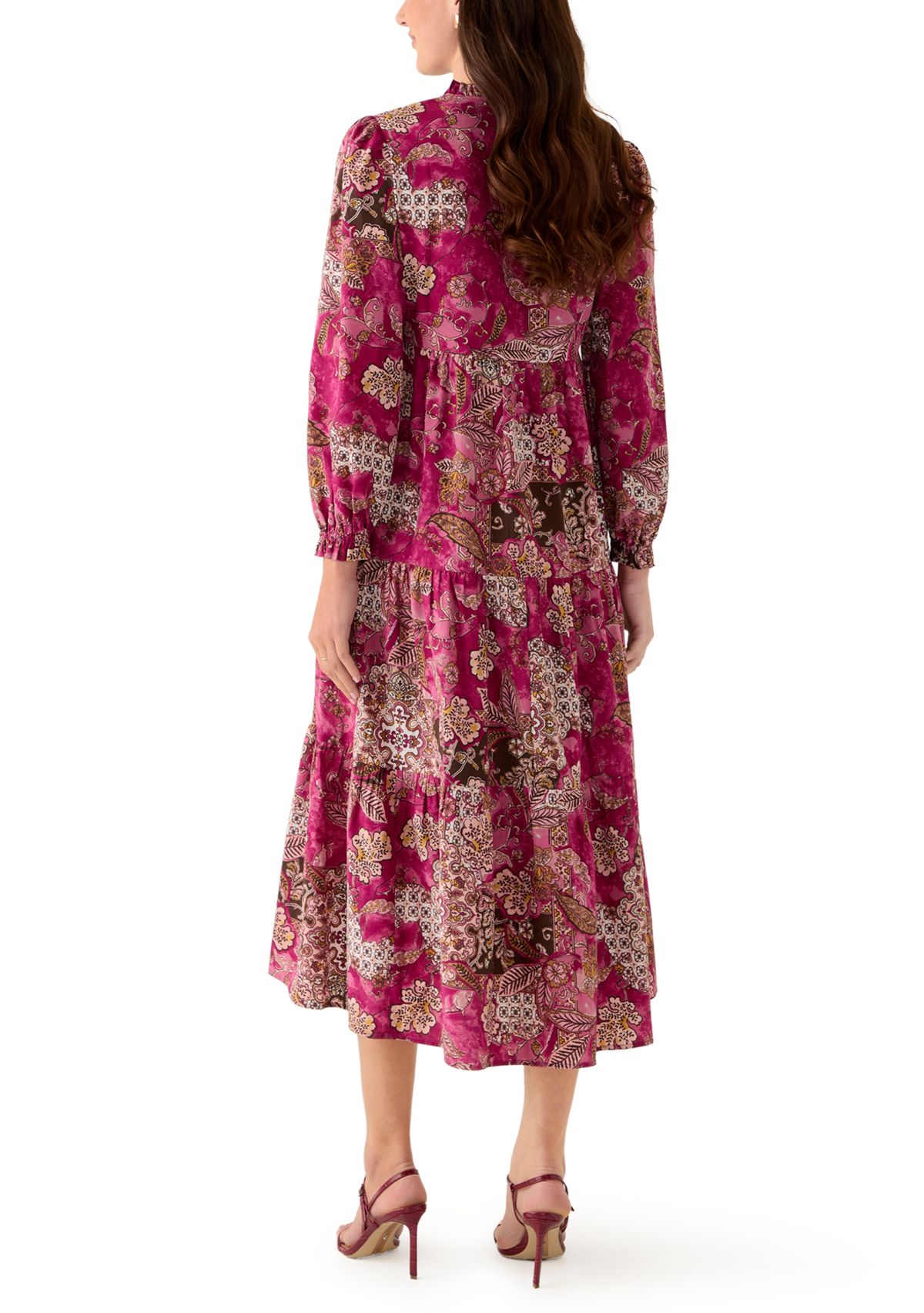 Womens Long Sleeve Embroidered Maxi Dress