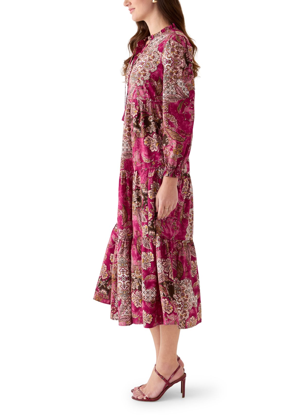 Womens Long Sleeve Embroidered Maxi Dress