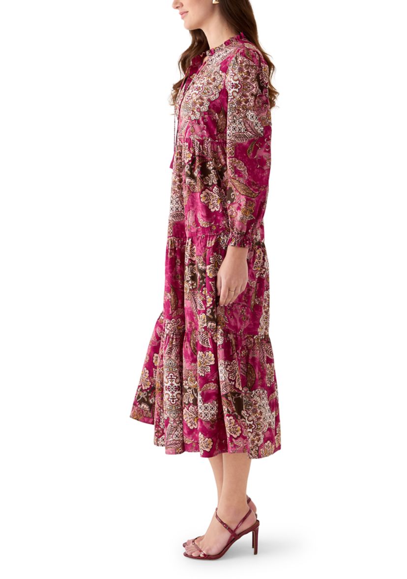 Womens Long Sleeve Embroidered Maxi Dress