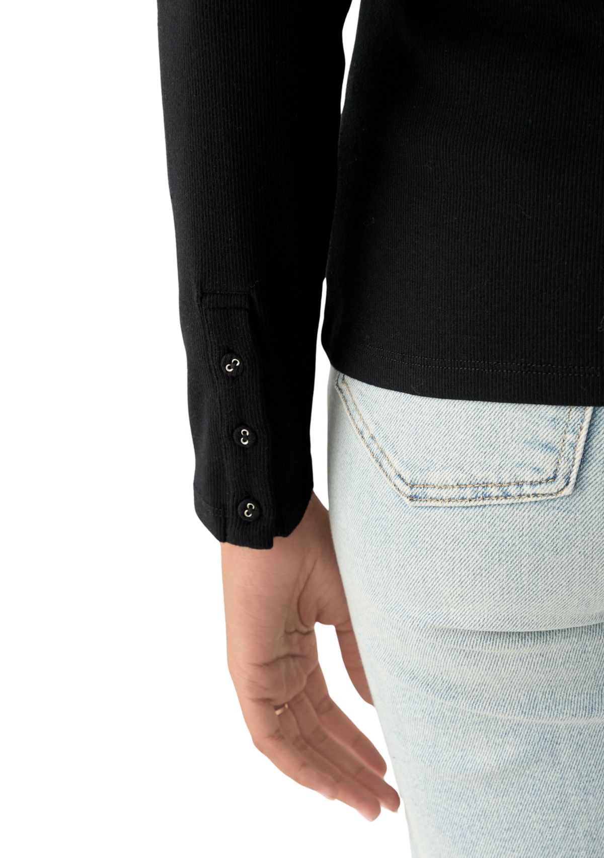 Womens Long Sleeve Envelope Button Sleeve T-Shirt