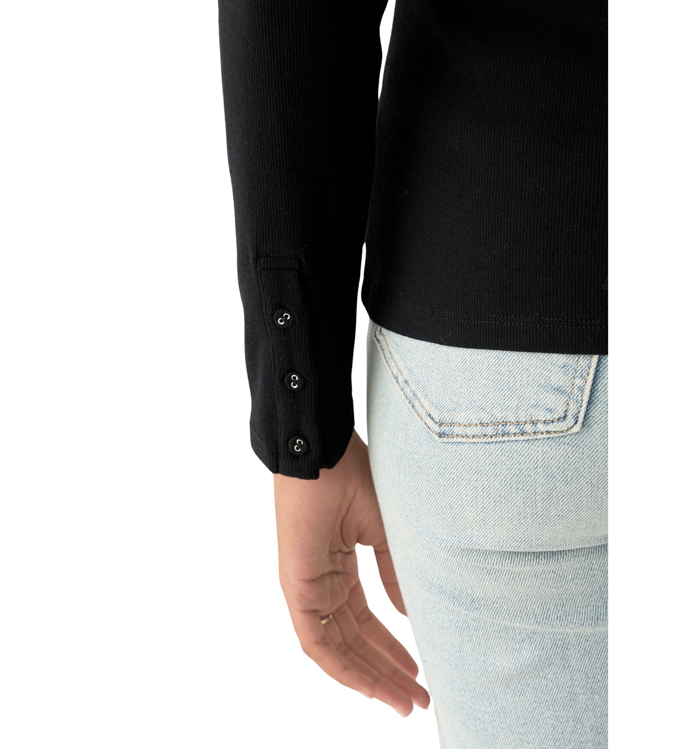 Womens Long Sleeve Envelope Button Sleeve T-Shirt