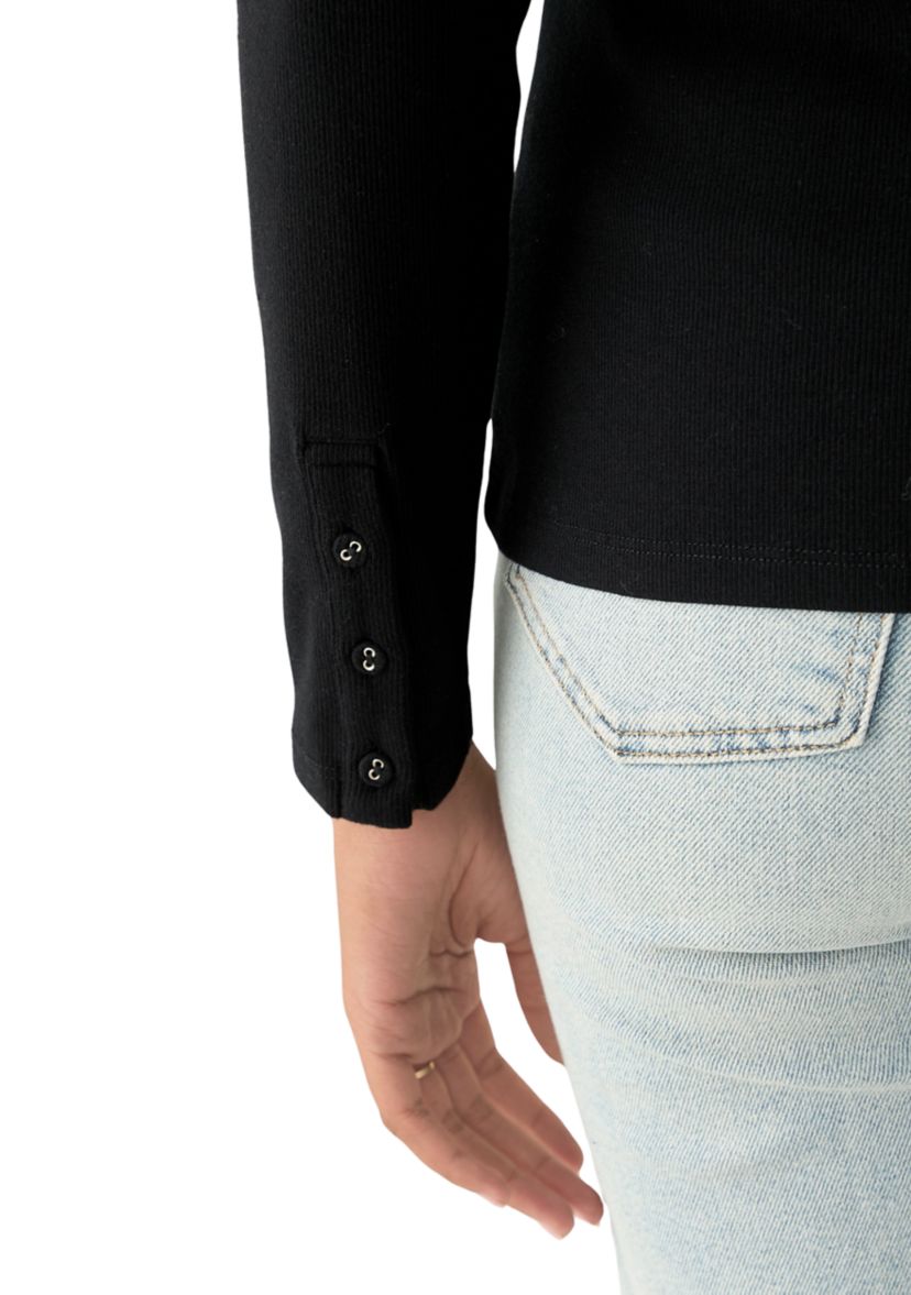 Womens Long Sleeve Envelope Button Sleeve T-Shirt