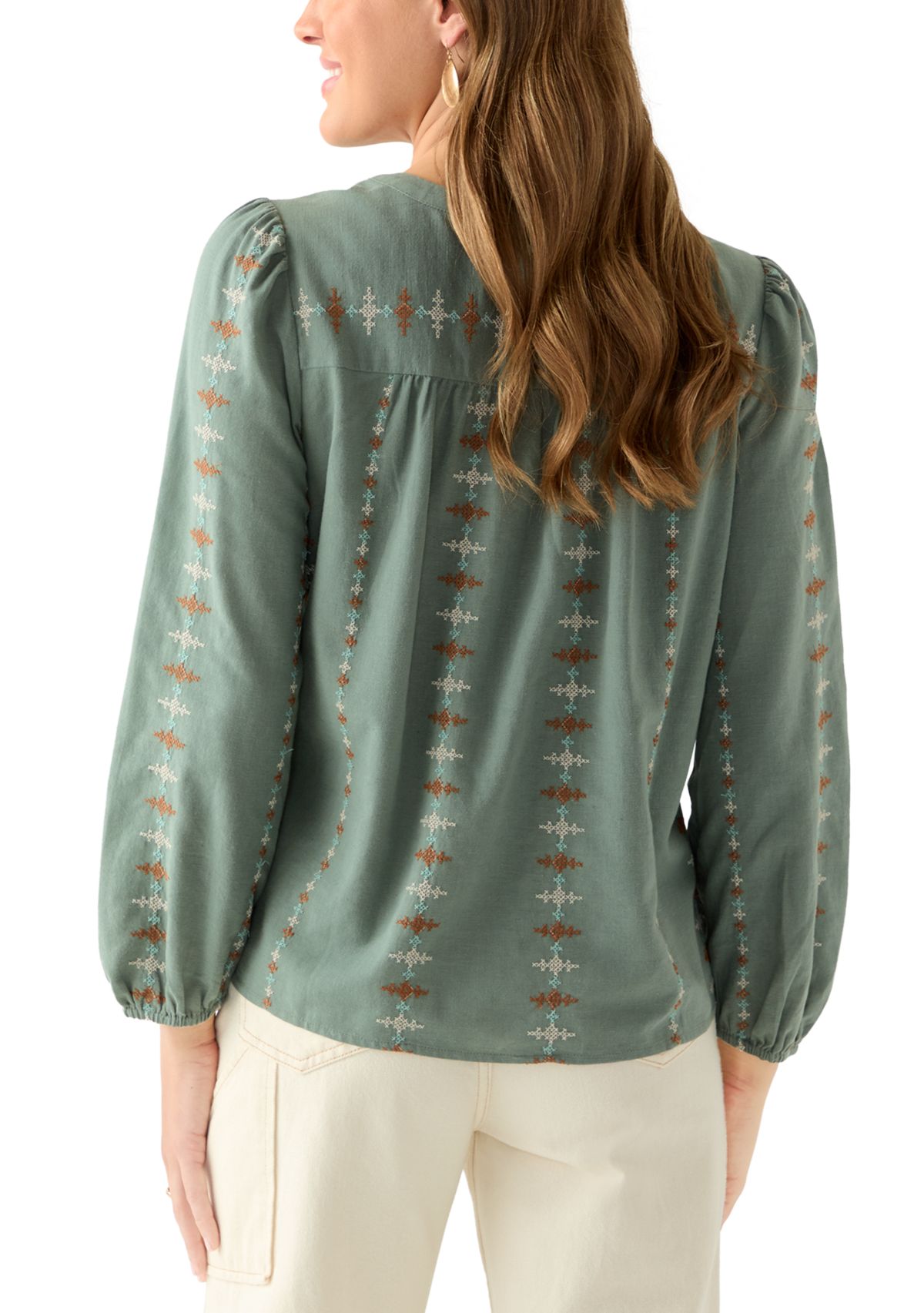  Womens Embroidered Peasant Top 