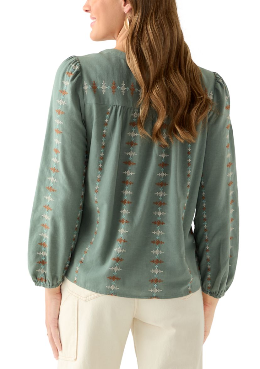  Womens Embroidered Peasant Top 