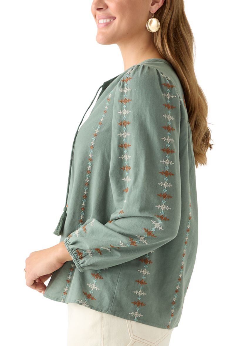  Womens Embroidered Peasant Top 