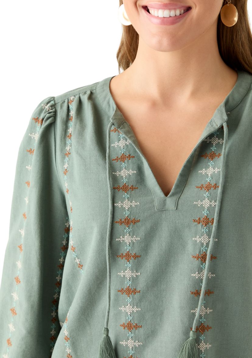  Womens Embroidered Peasant Top 
