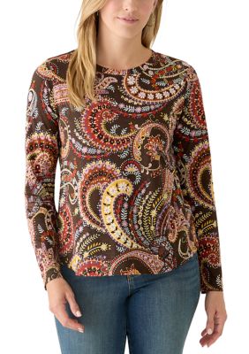 Wonderly Women's Long Sleeve Classic Fit Shirt, Brown, Large