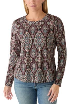 Wonderly Women's Long Sleeve Classic Fit Shirt, Brown, Medium