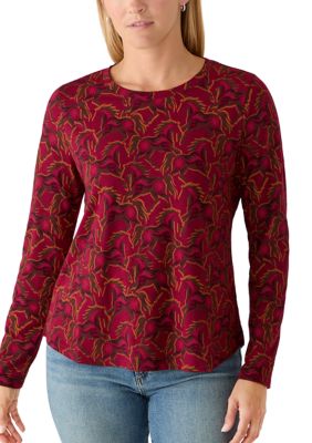 Wonderly Women's Long Sleeve Classic Fit Shirt, Red, Large