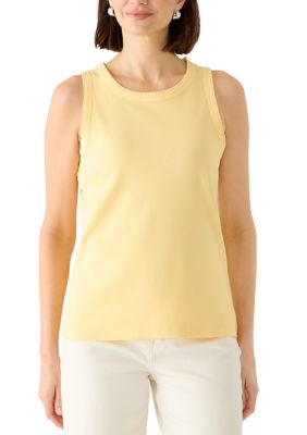 Wonderly Women's Scoop Neck Ribbed Tank Top, Yellow, Small