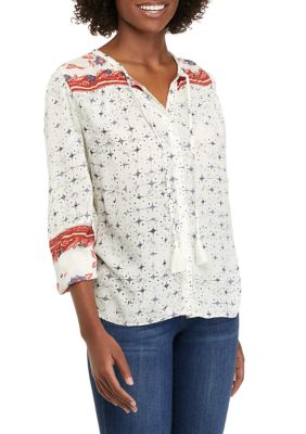 Wonderly Petite Long Sleeve Peasant Top | belk