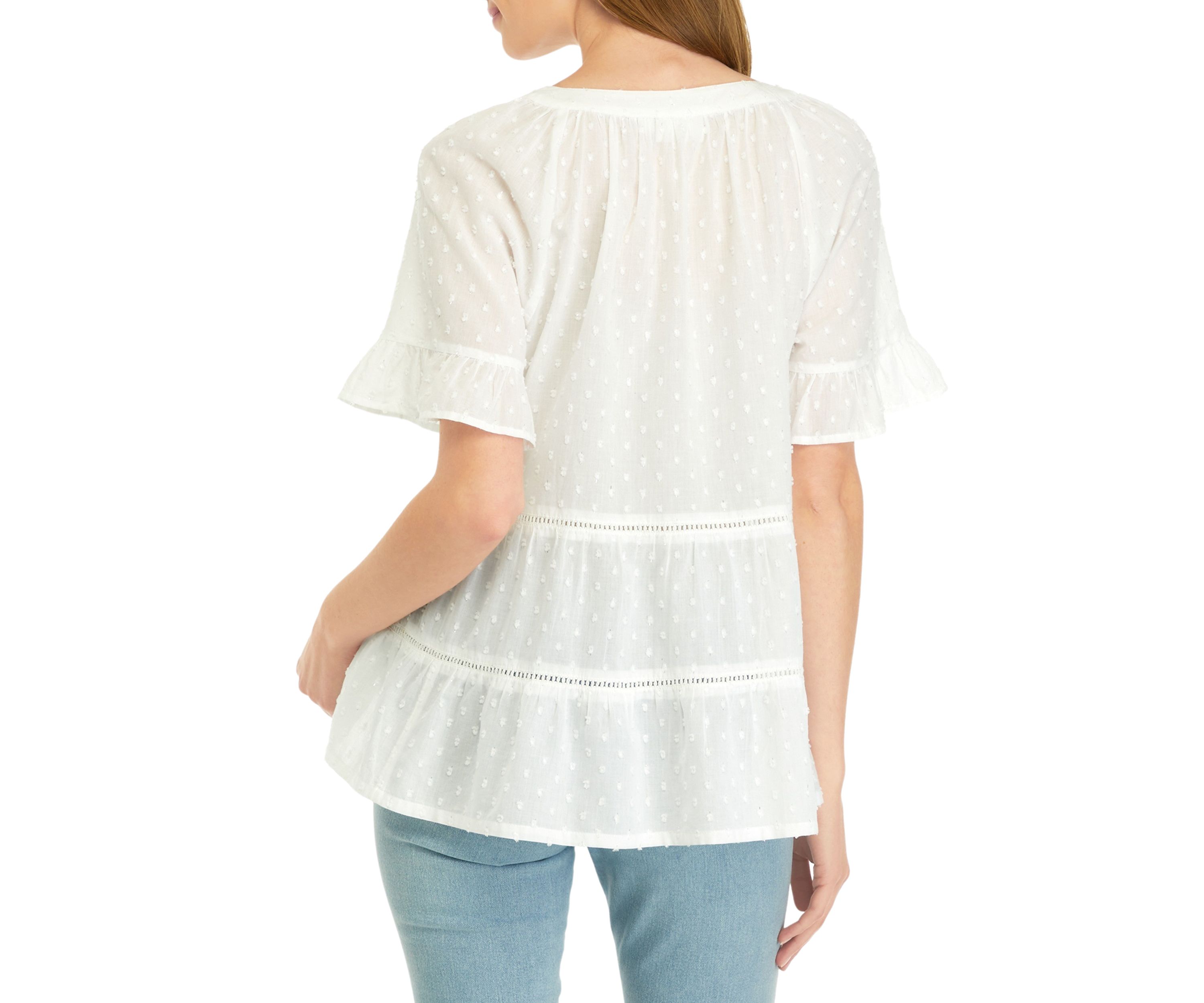 Petite Bell Sleeve Clip Dot Top 