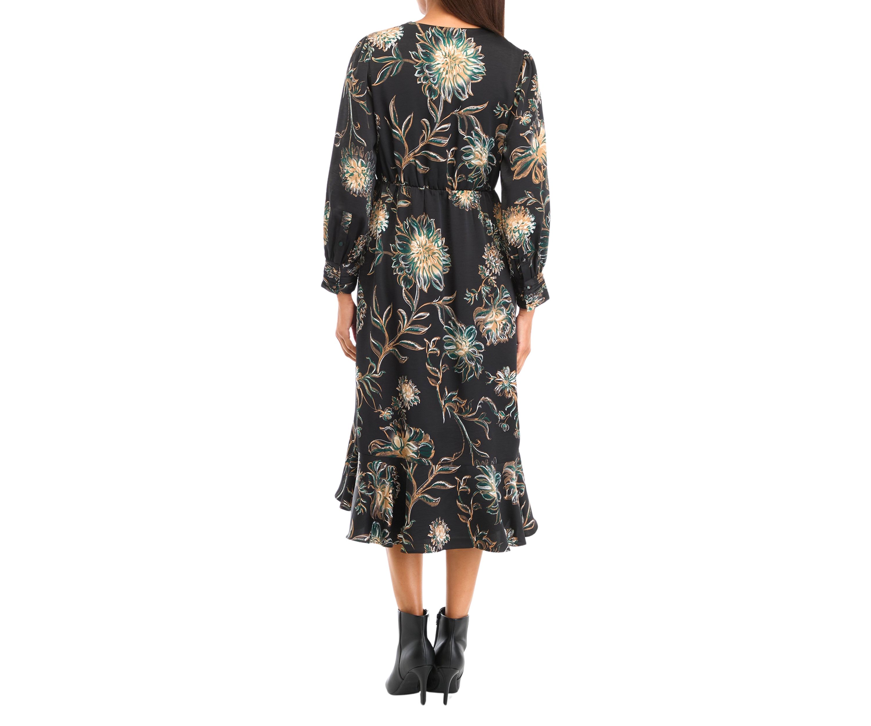 Petite Faux Wrap Printed Dress