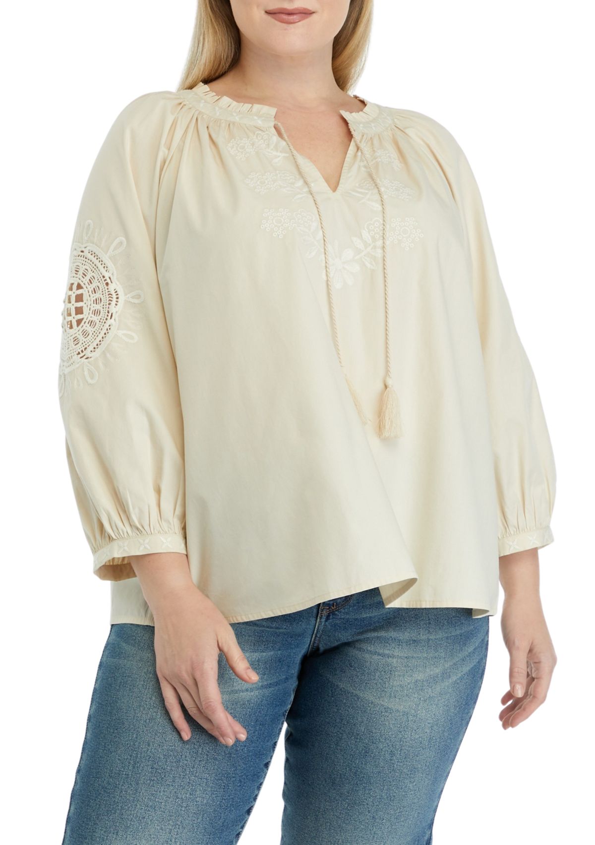 Plus Size Crochet Peasant Top 
