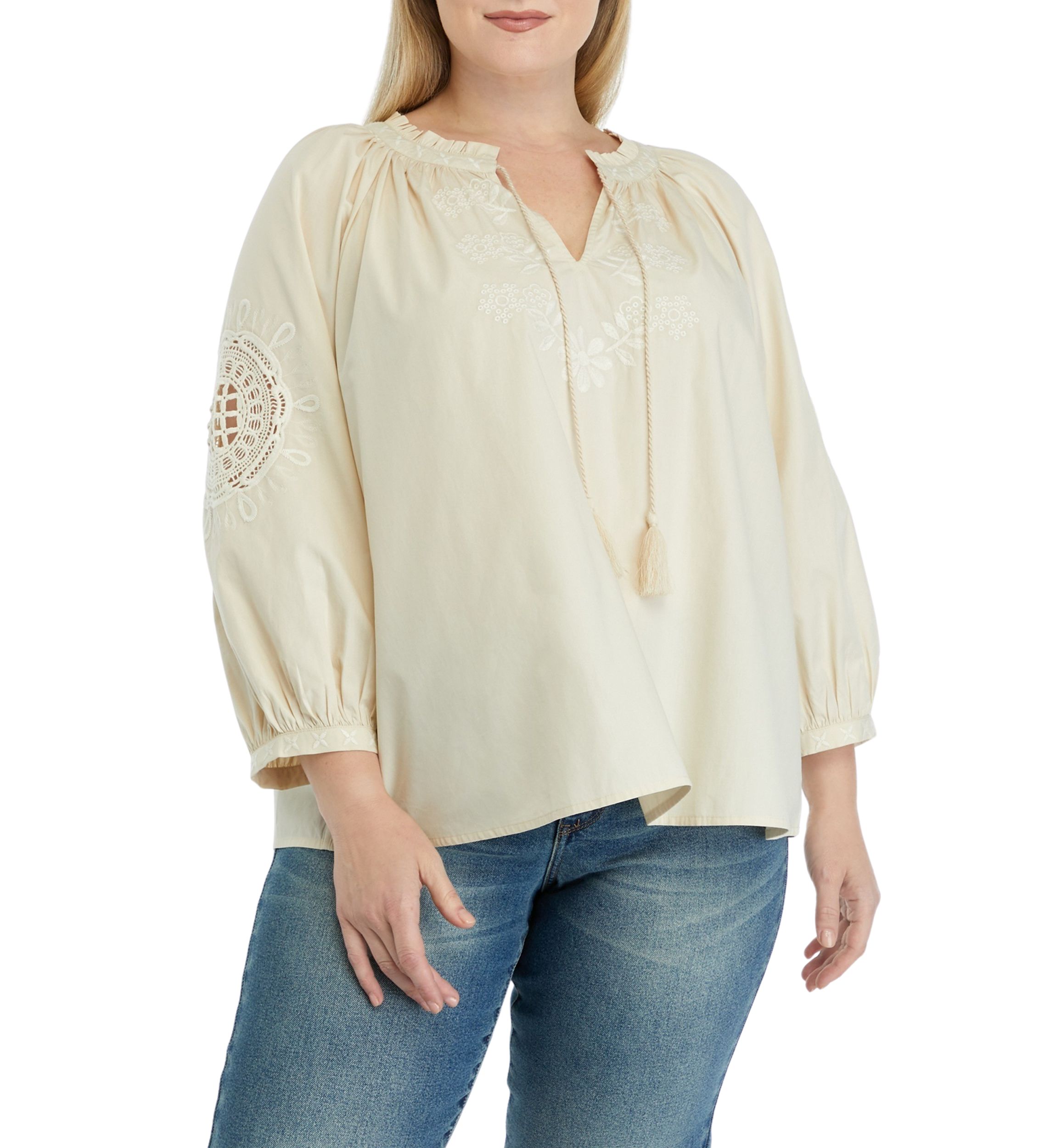 Plus Size Crochet Peasant Top 