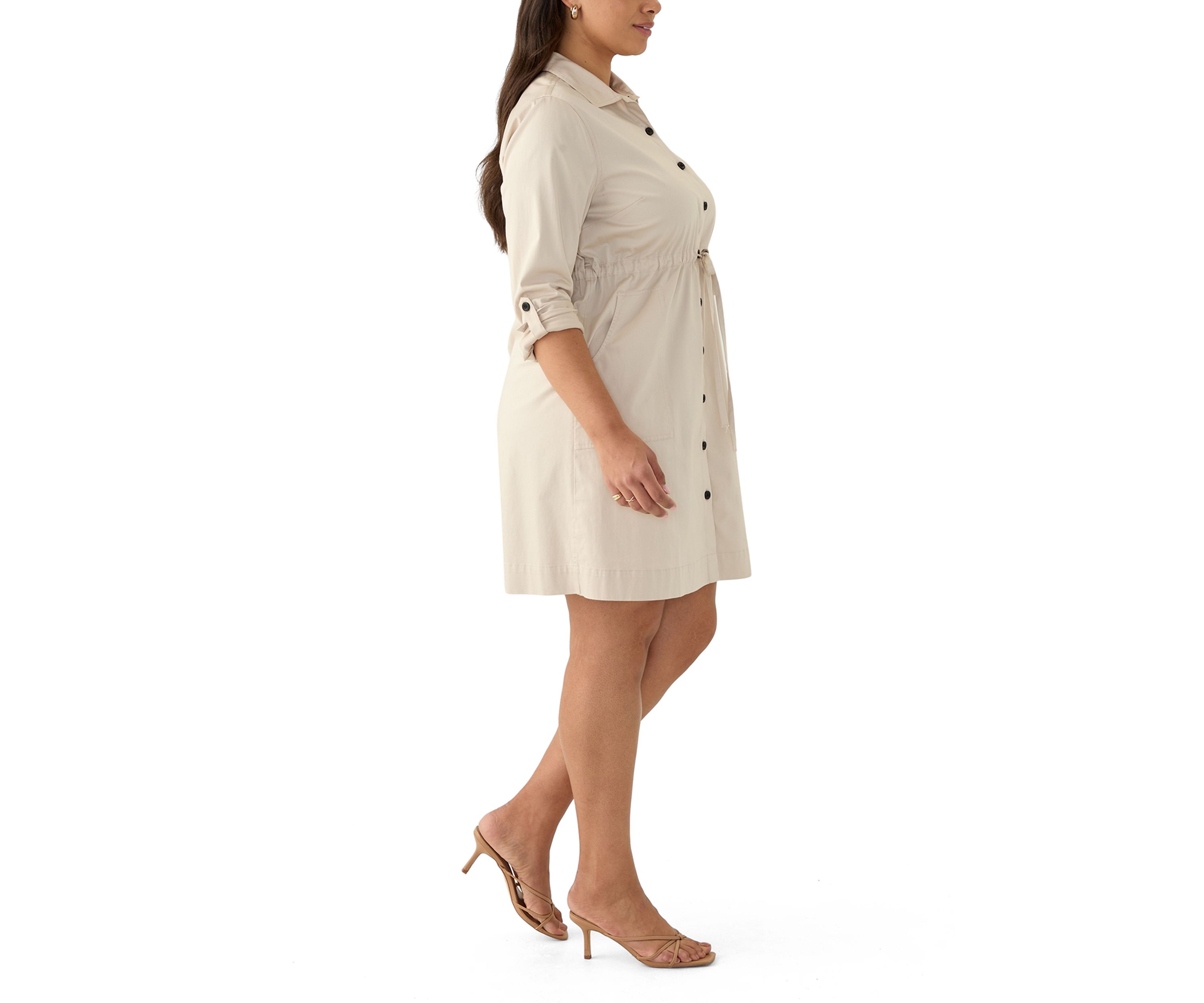 Plus Size Long Sleeve Utility Shirtdress