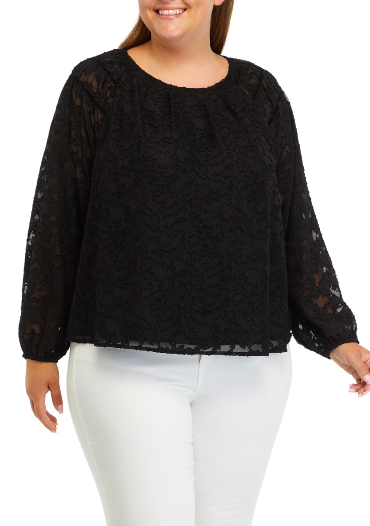 Plus Size Yoke Detail Top