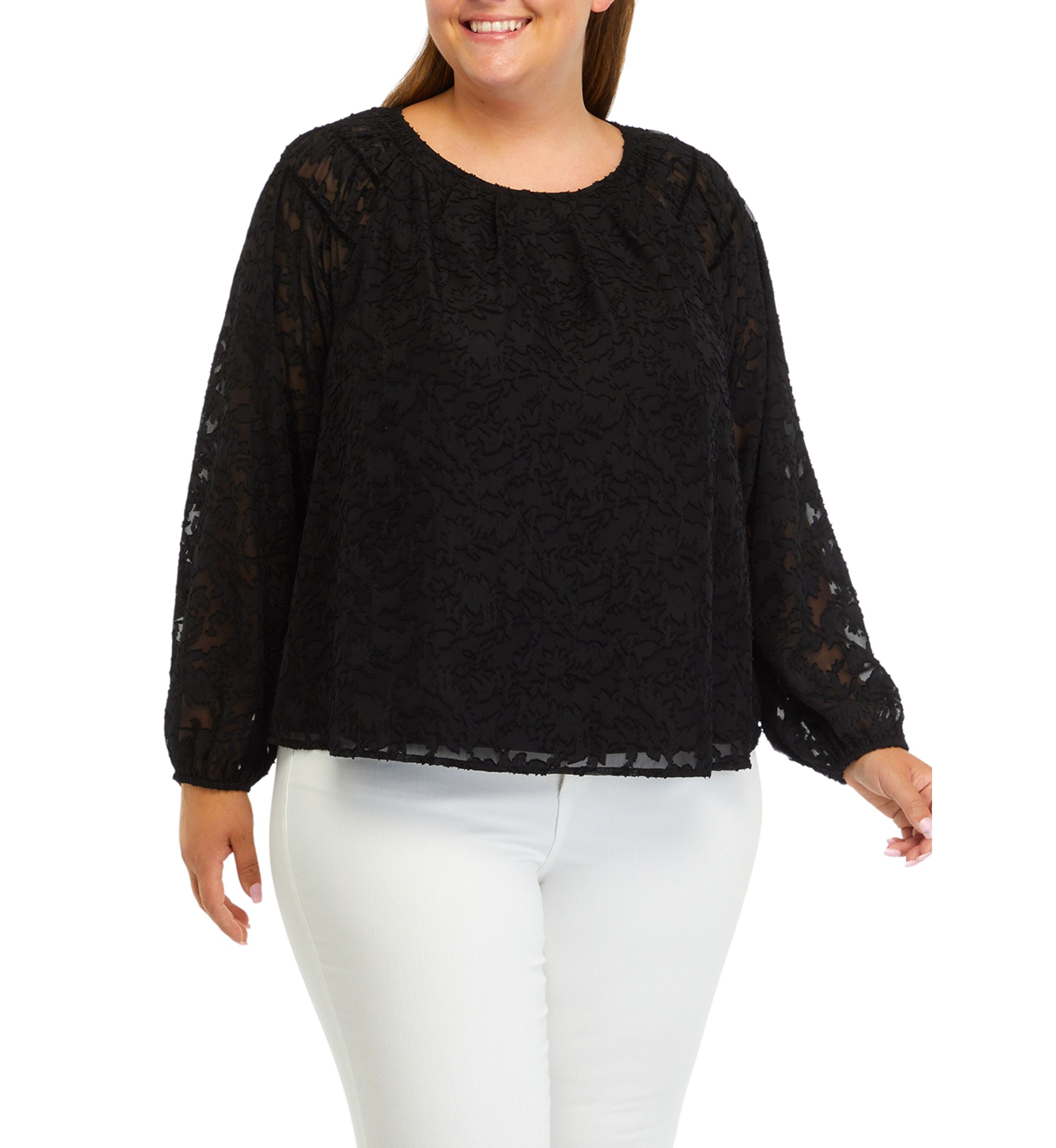 Plus Size Yoke Detail Top