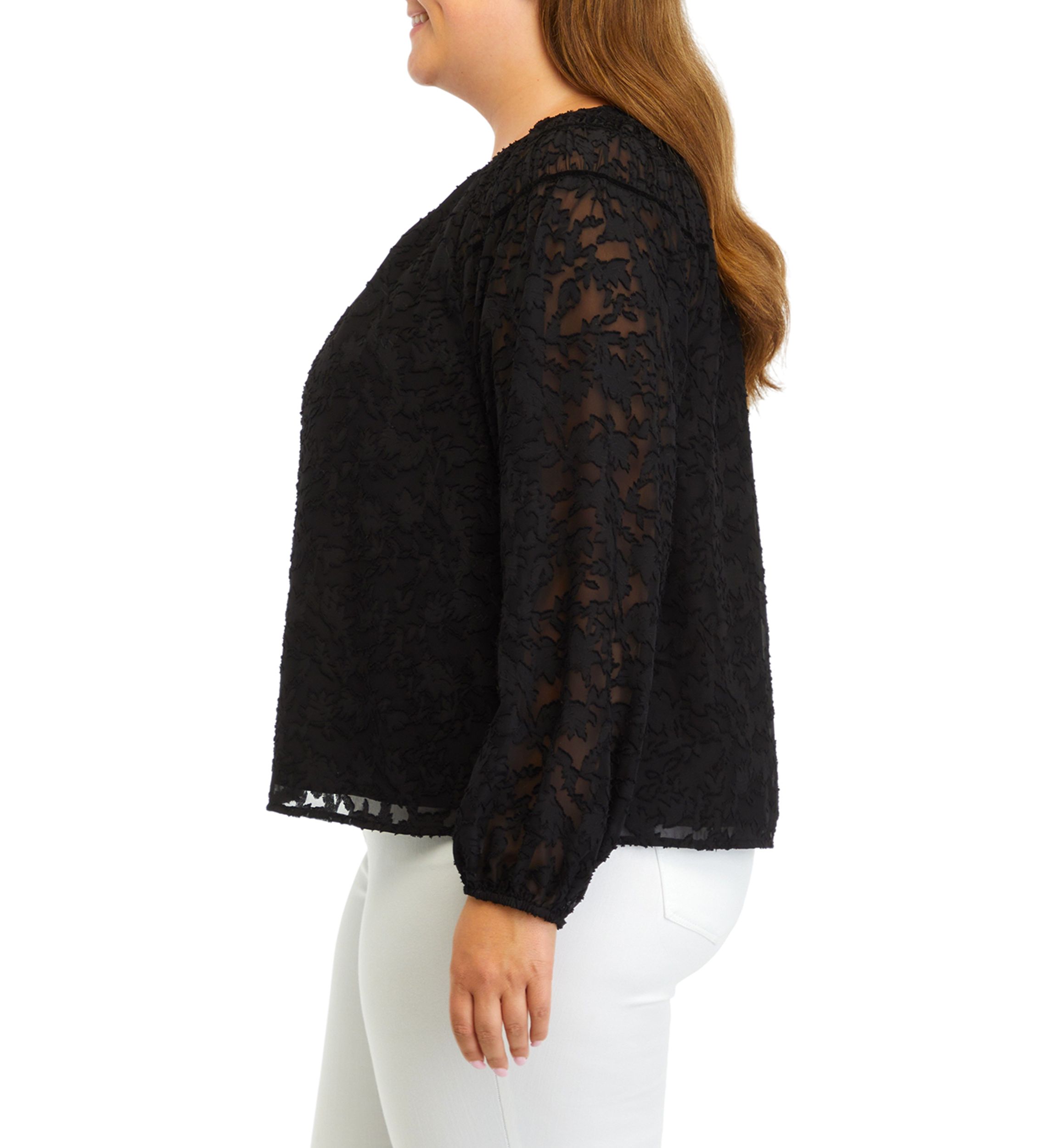Plus Size Yoke Detail Top