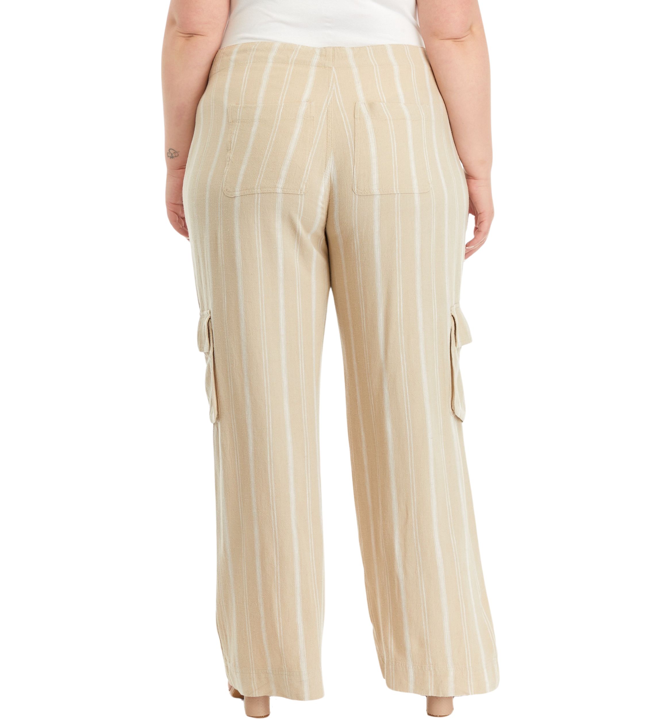 Plus Size Tie Waist Yarn Dyed Utility Pants
