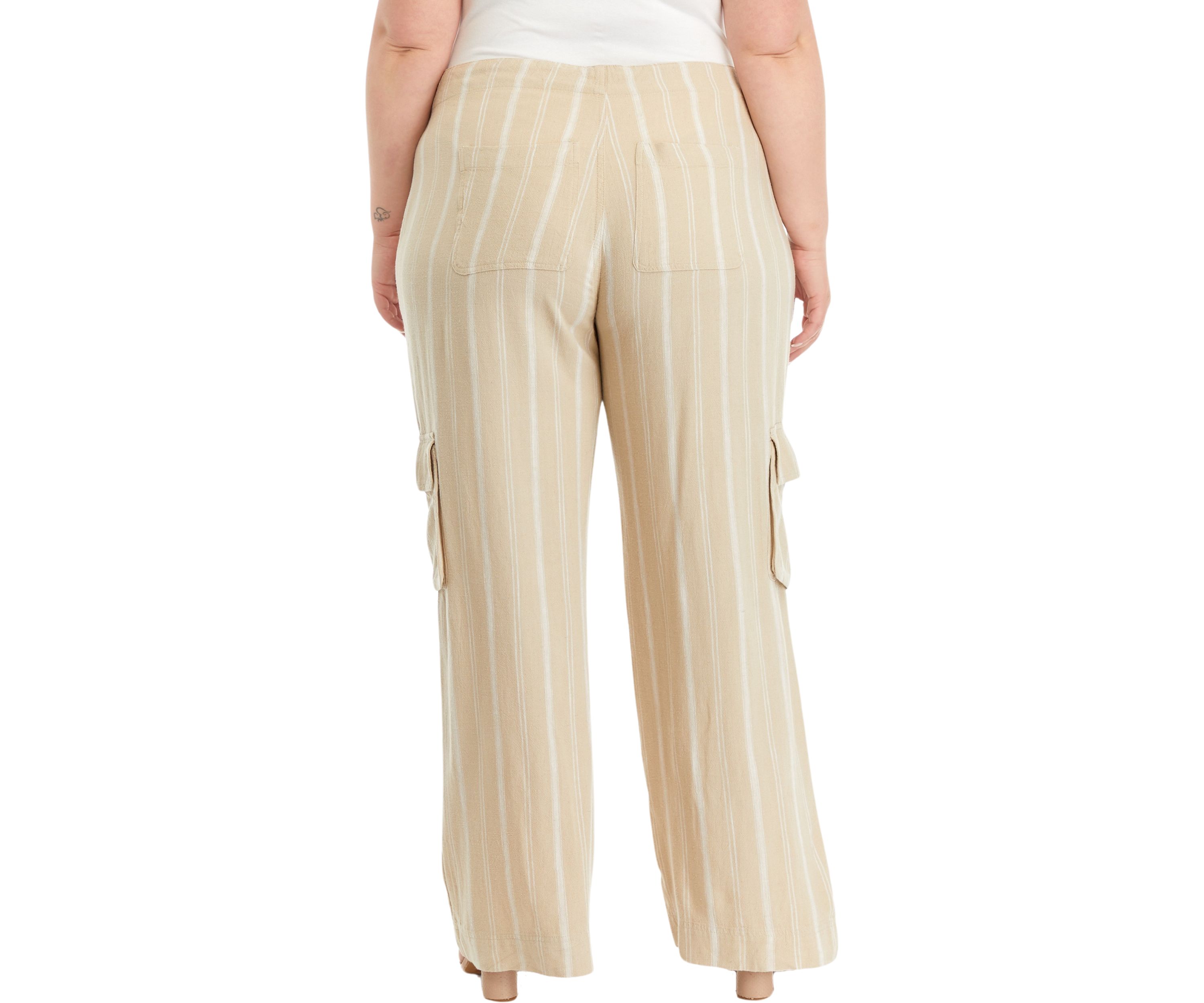 Plus Size Tie Waist Yarn Dyed Utility Pants