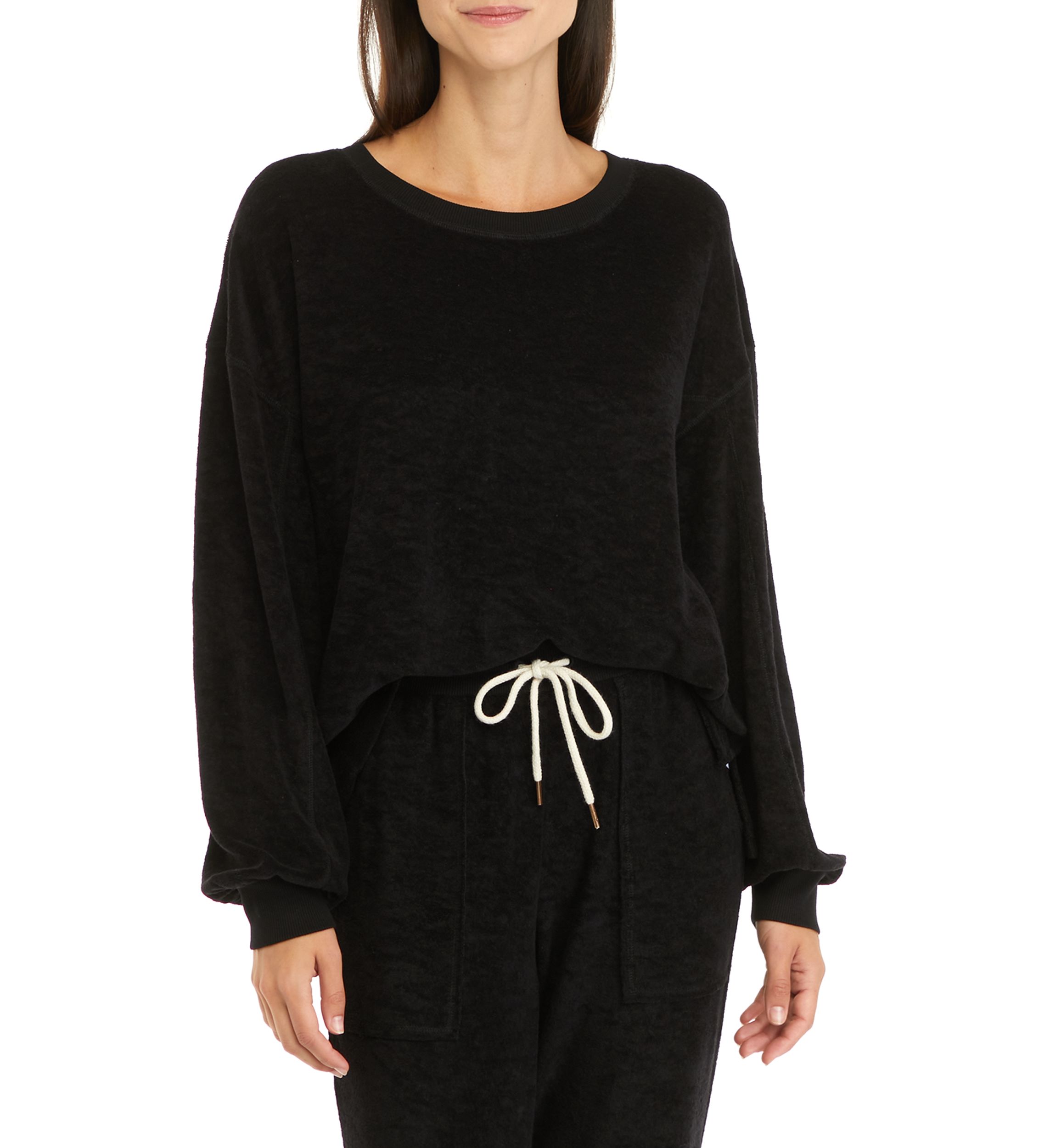 Studio Womens Terry Crew Neck Pullover