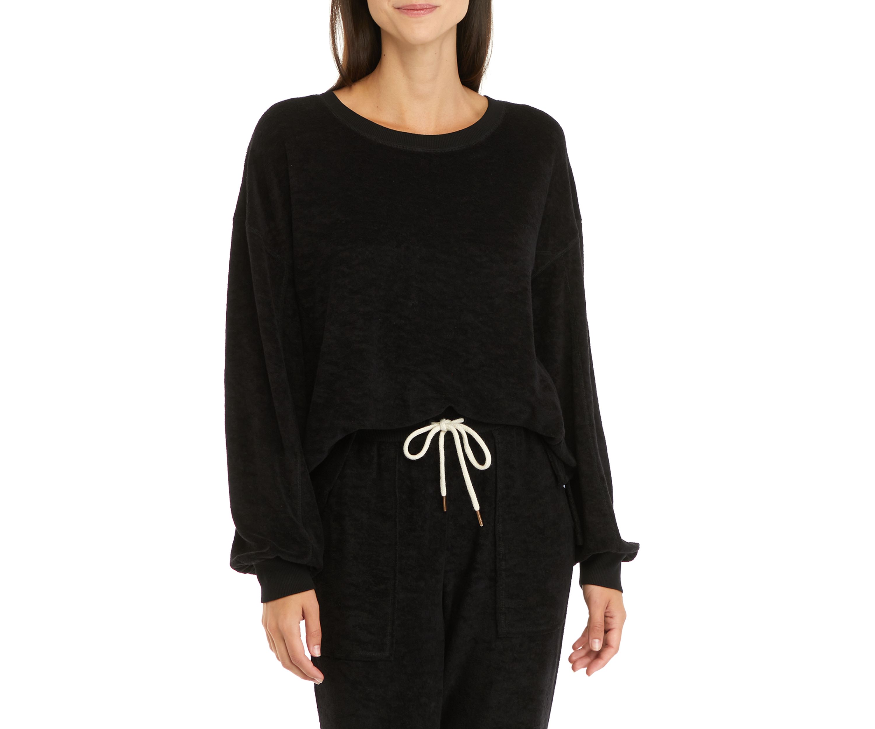 Studio Womens Terry Crew Neck Pullover