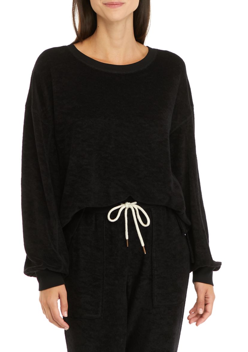 Studio Womens Terry Crew Neck Pullover