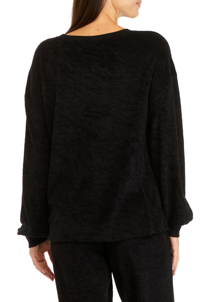 Studio Womens Terry Crew Neck Pullover