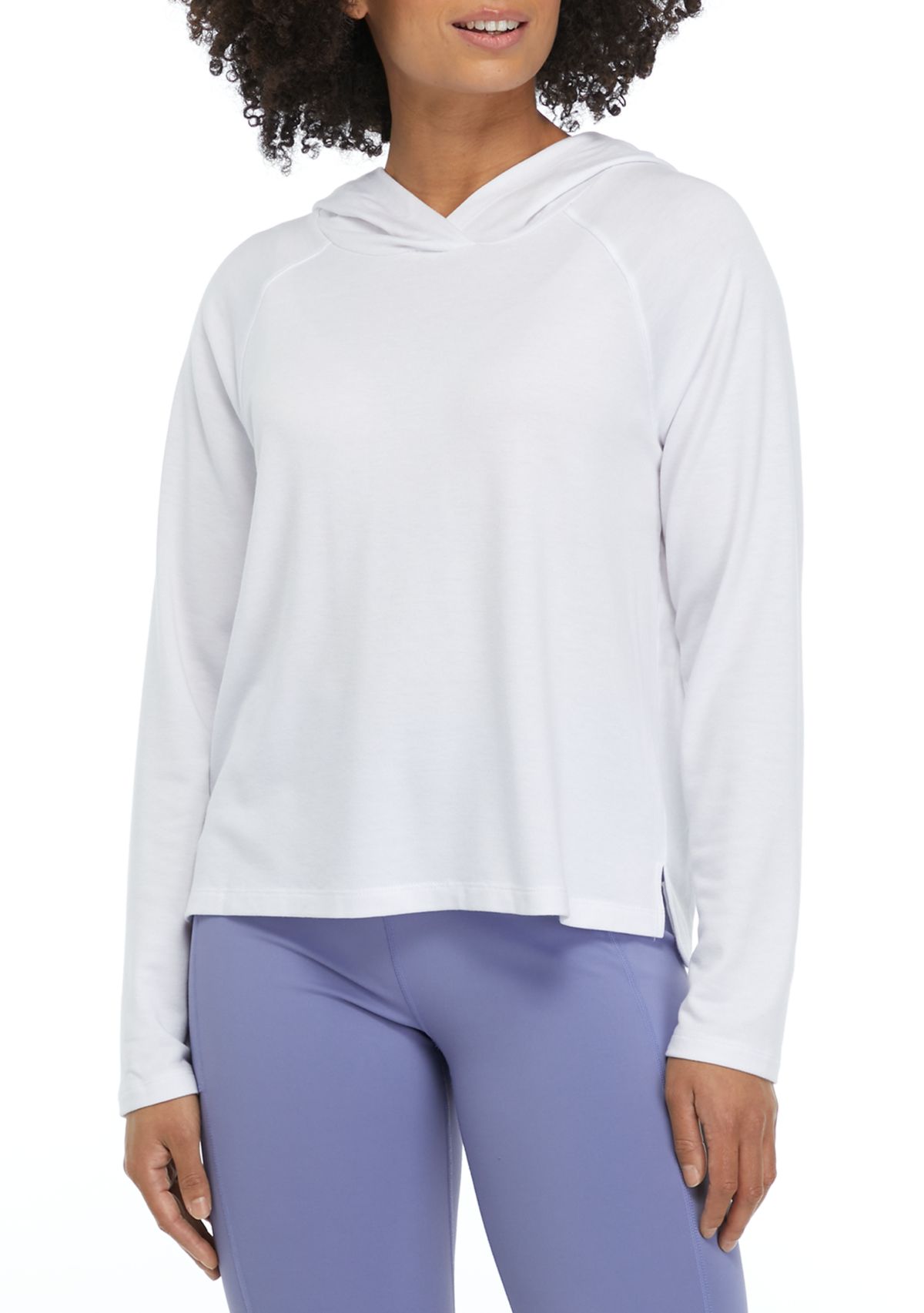 French Terry Cropped Crossover Neck Hoodie