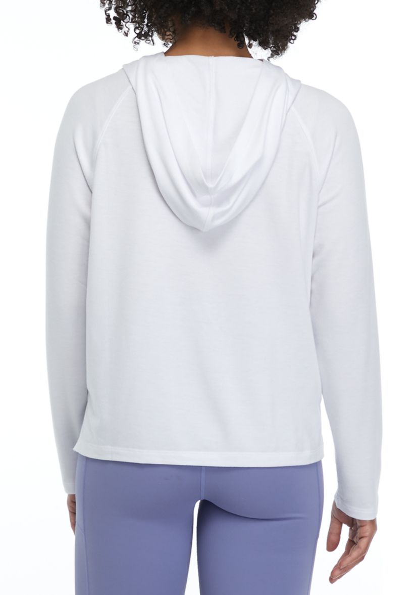 French Terry Cropped Crossover Neck Hoodie