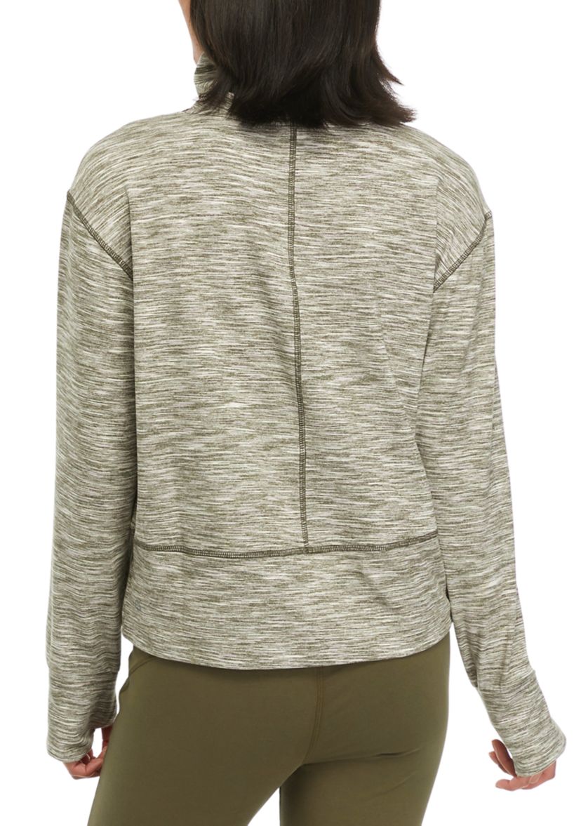 Petite Peached Multi Space Dye Jersey Meet and Greet Cowl Neck Pullover