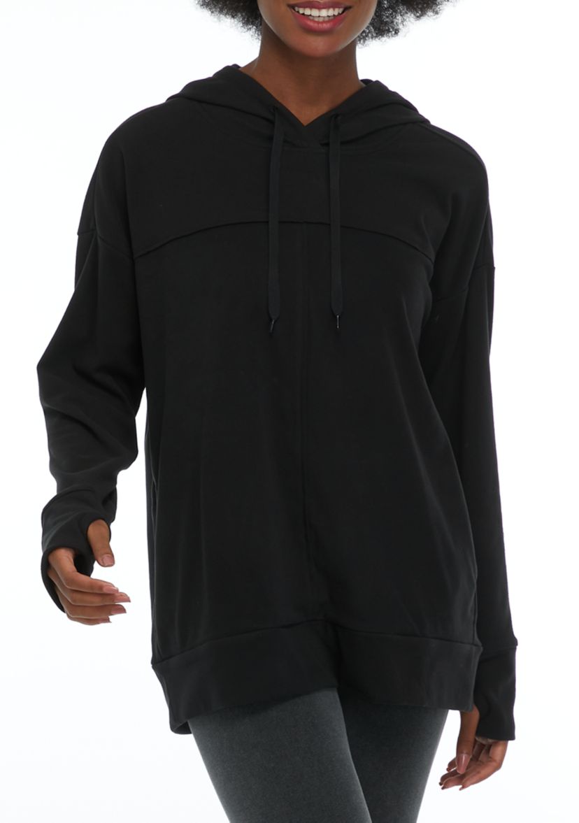 Plushed Interlock Drop Shoulder Hoodie with Pockets