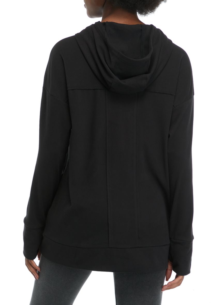Plushed Interlock Drop Shoulder Hoodie with Pockets