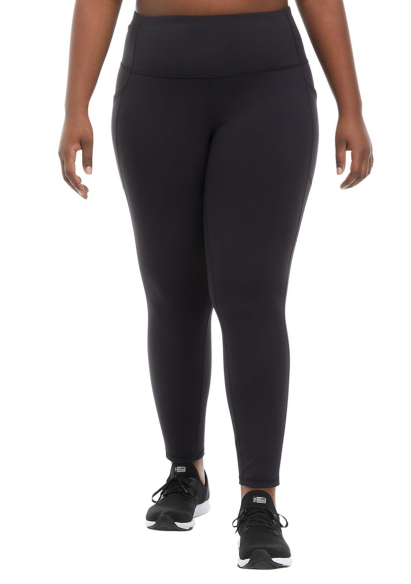 Plus Size Doubled Peached Fine Interlock Full Length Leggings with Pocket