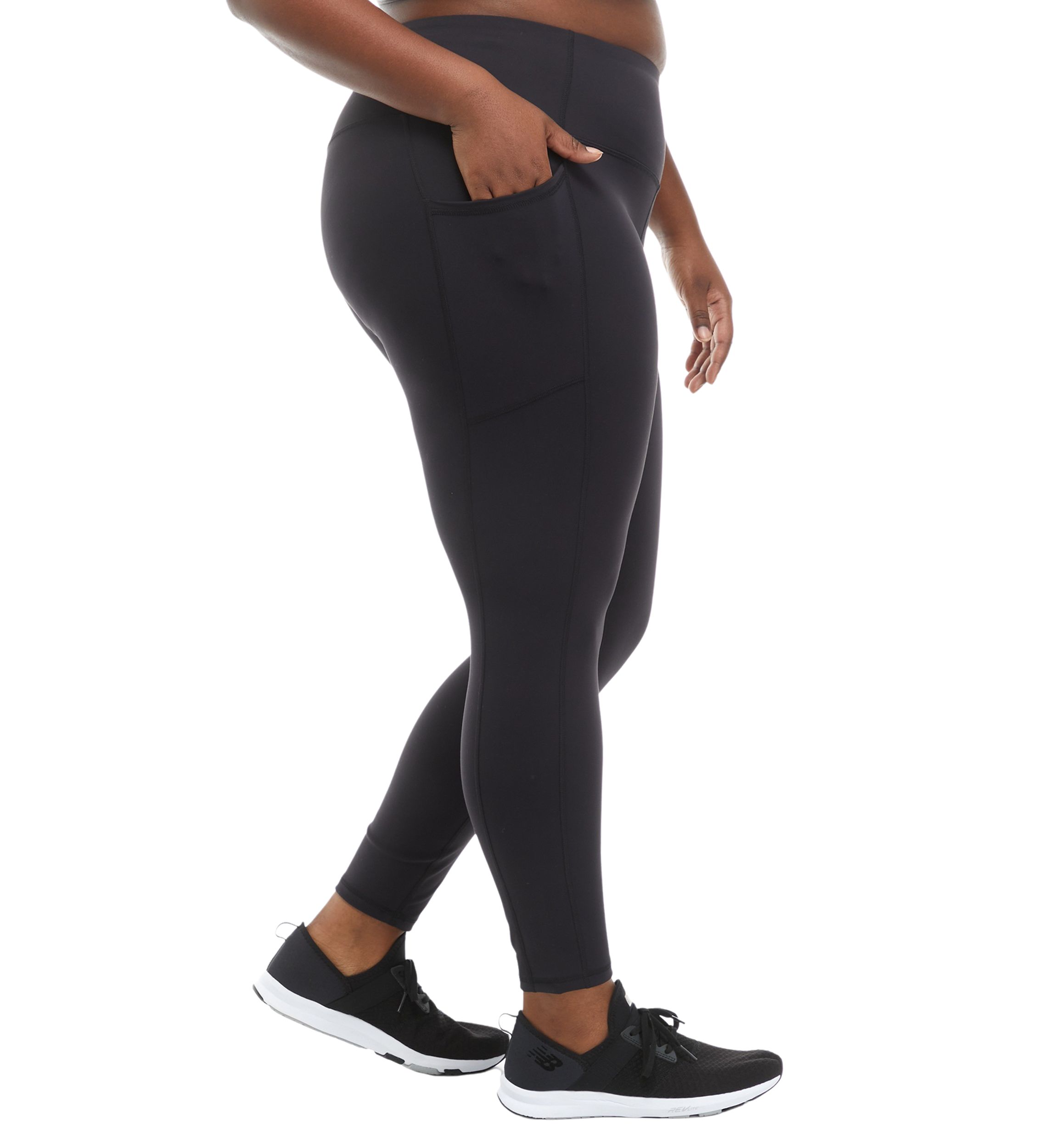 Plus Size Doubled Peached Fine Interlock Full Length Leggings with Pocket