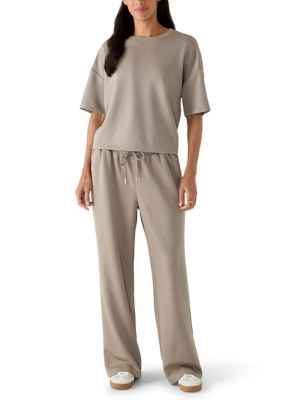 RBX Women's 2-Piece Knit Crop Top and Wide Pant Set