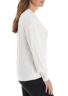 Women's Balloon Sleeve Pearl Button  Cardigan