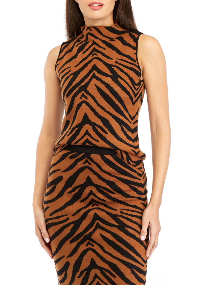 Womens Zebra Printed Sweater