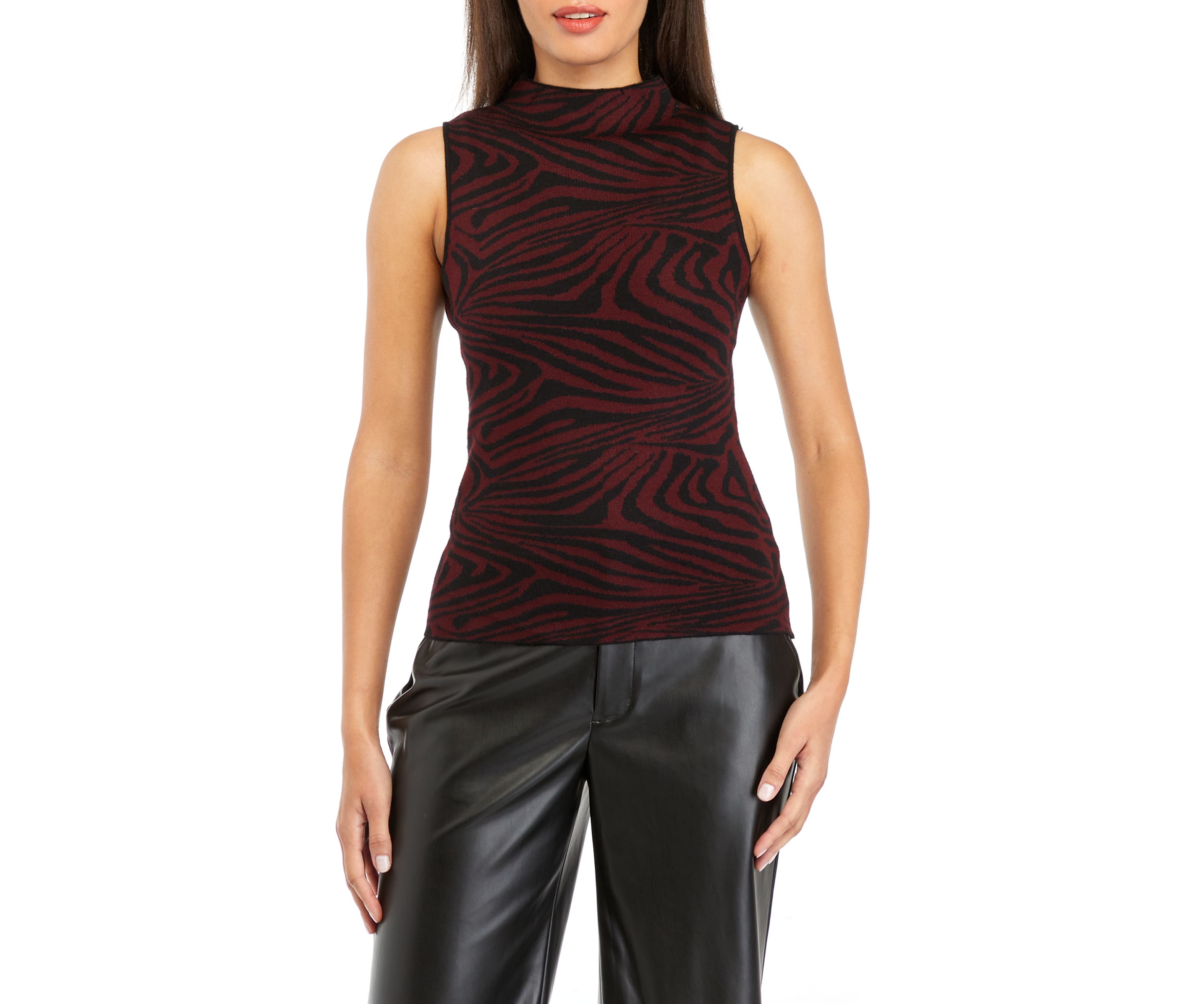 Womens Sleeveless Swirl Printed Sweater