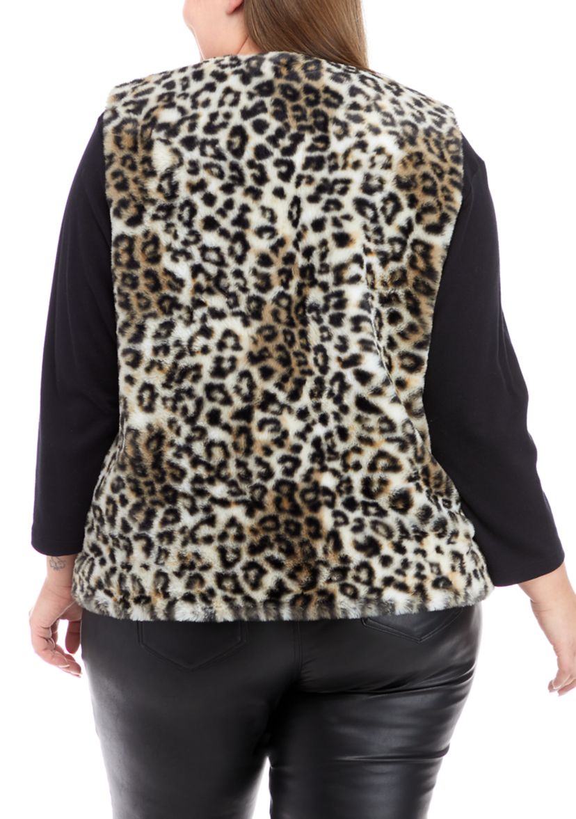 Plus Size Faux Fur Vest