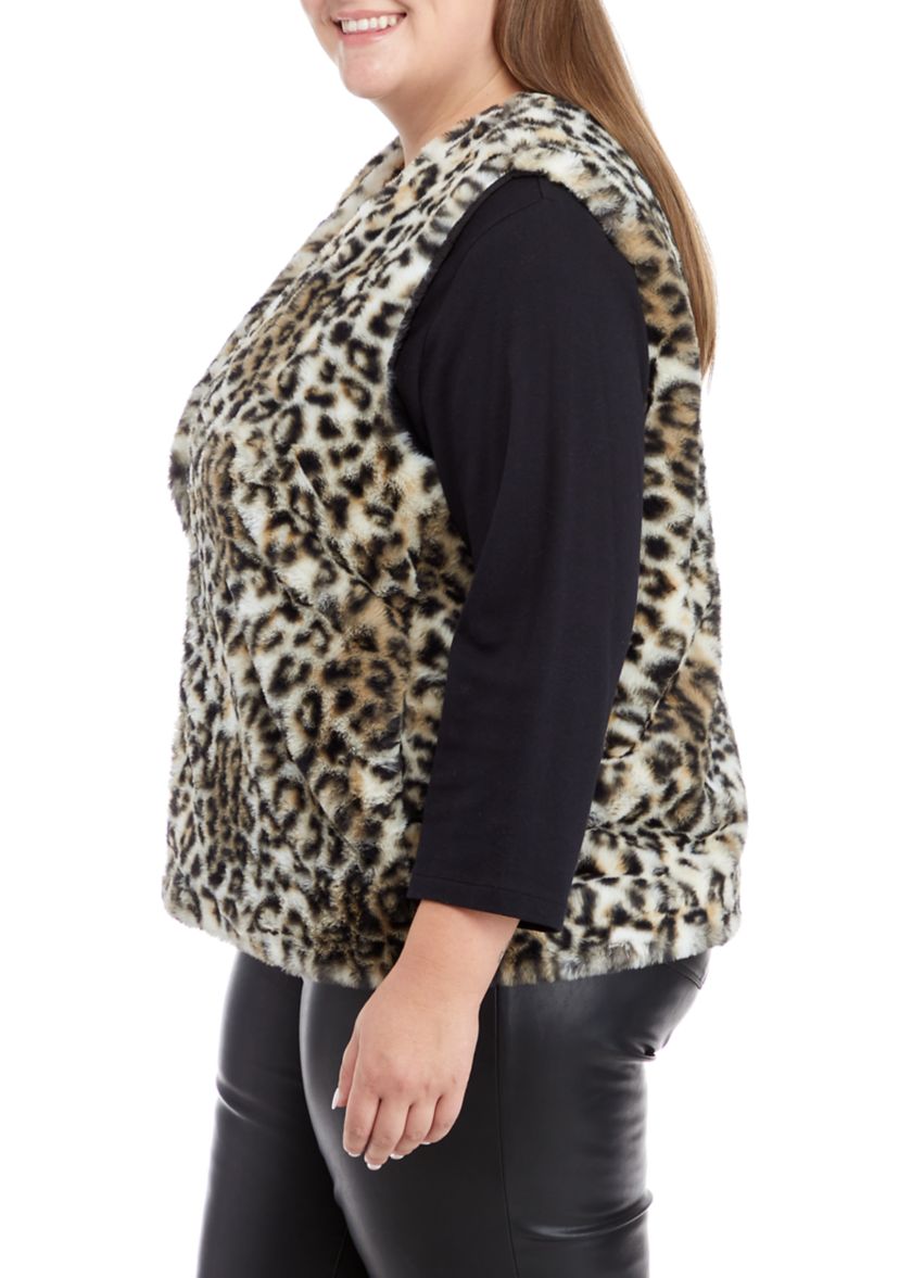 Plus Size Faux Fur Vest