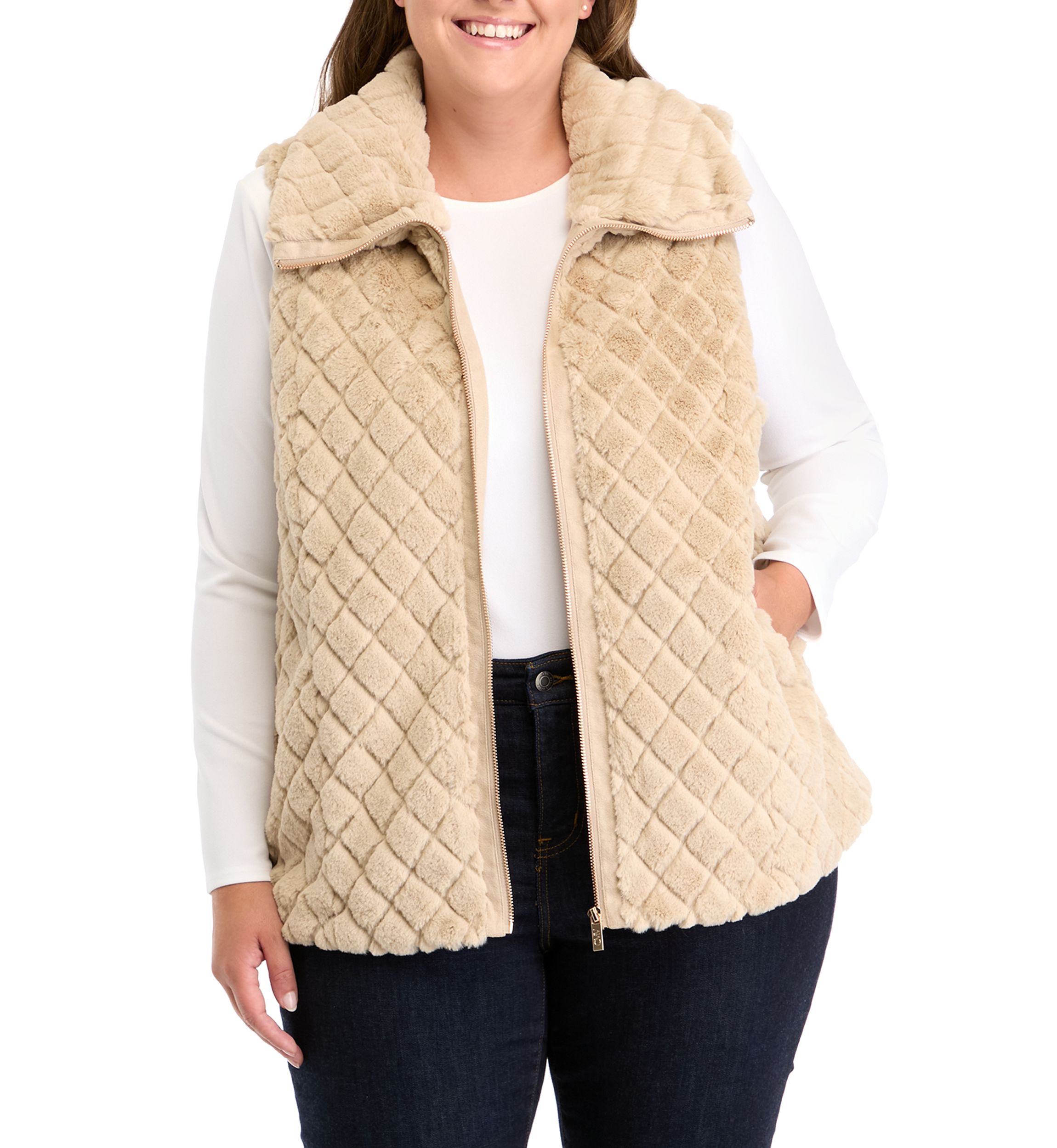 Plus Size Faux Fur Vest